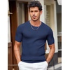 image:imageCOOFANDY Mens T Shirts Casual Short Sleeve Crewneck Shirts Solid Textured Knit Pullover TeesNavy Blue