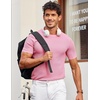 image:imageCOOFANDY Mens T Shirts Casual Short Sleeve Crewneck Shirts Solid Textured Knit Pullover TeesPink
