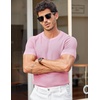 image:imageCOOFANDY Mens T Shirts Casual Short Sleeve Crewneck Shirts Solid Textured Knit Pullover TeesPink