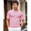 image:imageCOOFANDY Mens T Shirts Casual Short Sleeve Crewneck Shirts Solid Textured Knit Pullover TeesPink
