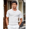 image:imageCOOFANDY Mens T Shirts Casual Short Sleeve Crewneck Shirts Solid Textured Knit Pullover TeesWhite