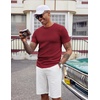 image:imageCOOFANDY Mens T Shirts Casual Short Sleeve Crewneck Shirts Solid Textured Knit Pullover TeesWine Red