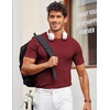 image:imageCOOFANDY Mens T Shirts Casual Short Sleeve Crewneck Shirts Solid Textured Knit Pullover TeesWine Red