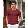 image:imageCOOFANDY Mens T Shirts Casual Short Sleeve Crewneck Shirts Solid Textured Knit Pullover TeesWine Red