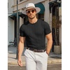 image:imageCOOFANDY Mens TShirts Short Sleeve Crewneck Knit Shirts Summer Ribbed Textured Tee ShirtsB Black