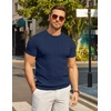 image:imageCOOFANDY Mens TShirts Short Sleeve Crewneck Knit Shirts Summer Ribbed Textured Tee ShirtsB Navy Blue