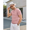 image:imageCOOFANDY Mens TShirts Short Sleeve Crewneck Knit Shirts Summer Ribbed Textured Tee ShirtsB Pink