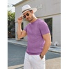 image:imageCOOFANDY Mens TShirts Short Sleeve Crewneck Knit Shirts Summer Ribbed Textured Tee ShirtsViolet