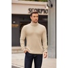 image:imageCOOFANDY Mens Turtleneck Sweater Long Sleeve Casual Ribbed Knitted High Neck Pullover SweatersLight Brown