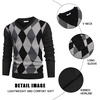 image:imageCOOFANDY Mens V Neck Dress Sweater Knit Long Sleeve Slim Fit Sweaters Fashion Pullover SweaterBalck Grey Argyle