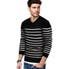 image:imageCOOFANDY Mens V Neck Dress Sweater Knit Long Sleeve Slim Fit Sweaters Fashion Pullover SweaterBalck White Stripe