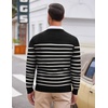 image:imageCOOFANDY Mens V Neck Dress Sweater Knit Long Sleeve Slim Fit Sweaters Fashion Pullover SweaterBalck White Stripe