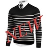 image:imageCOOFANDY Mens V Neck Dress Sweater Knit Long Sleeve Slim Fit Sweaters Fashion Pullover SweaterBalck White Stripe