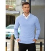 image:imageCOOFANDY Mens V Neck Dress Sweater Knit Long Sleeve Slim Fit Sweaters Fashion Pullover SweaterBlue