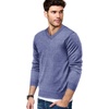 image:imageCOOFANDY Mens V Neck Dress Sweater Knit Long Sleeve Slim Fit Sweaters Fashion Pullover SweaterBlue and White