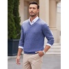 image:imageCOOFANDY Mens V Neck Dress Sweater Knit Long Sleeve Slim Fit Sweaters Fashion Pullover SweaterBlue and White