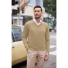 image:imageCOOFANDY Mens V Neck Dress Sweater Knit Long Sleeve Slim Fit Sweaters Fashion Pullover SweaterCreamcolored