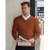 image:imageCOOFANDY Mens V Neck Dress Sweater Knit Long Sleeve Slim Fit Sweaters Fashion Pullover SweaterDark Brown