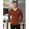 image:imageCOOFANDY Mens V Neck Dress Sweater Knit Long Sleeve Slim Fit Sweaters Fashion Pullover SweaterDark Brown