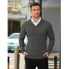 image:imageCOOFANDY Mens V Neck Dress Sweater Knit Long Sleeve Slim Fit Sweaters Fashion Pullover SweaterDark Gray