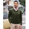 image:imageCOOFANDY Mens V Neck Dress Sweater Knit Long Sleeve Slim Fit Sweaters Fashion Pullover SweaterDeep Army Green