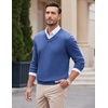 image:imageCOOFANDY Mens V Neck Dress Sweater Knit Long Sleeve Slim Fit Sweaters Fashion Pullover SweaterDenim Blue