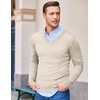 image:imageCOOFANDY Mens V Neck Dress Sweater Knit Long Sleeve Slim Fit Sweaters Fashion Pullover SweaterKhaki