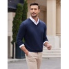image:imageCOOFANDY Mens V Neck Dress Sweater Knit Long Sleeve Slim Fit Sweaters Fashion Pullover SweaterNavy Blue