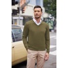 image:imageCOOFANDY Mens V Neck Dress Sweater Knit Long Sleeve Slim Fit Sweaters Fashion Pullover SweaterNew Green