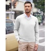 image:imageCOOFANDY Mens V Neck Dress Sweater Knit Long Sleeve Slim Fit Sweaters Fashion Pullover SweaterWhite
