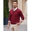 image:imageCOOFANDY Mens V Neck Dress Sweater Knit Long Sleeve Slim Fit Sweaters Fashion Pullover SweaterWine Red