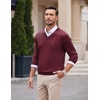image:imageCOOFANDY Mens V Neck Dress Sweater Knit Long Sleeve Slim Fit Sweaters Fashion Pullover SweaterWine Red and Black