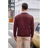 image:imageCOOFANDY Mens V Neck Dress Sweater Knit Long Sleeve Slim Fit Sweaters Fashion Pullover SweaterWine Red and Black