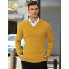 image:imageCOOFANDY Mens V Neck Dress Sweater Knit Long Sleeve Slim Fit Sweaters Fashion Pullover SweaterYellow