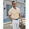 image:imageCOOFANDY Mens V Neck Short Sleeve Stretch Knit Polo ShirtApricot  White