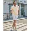 image:imageCOOFANDY Mens V Neck Short Sleeve Stretch Knit Polo ShirtApricot  White