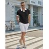 image:imageCOOFANDY Mens V Neck Short Sleeve Stretch Knit Polo ShirtBlack  White