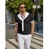 image:imageCOOFANDY Mens V Neck Short Sleeve Stretch Knit Polo ShirtBlack  White