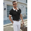 image:imageCOOFANDY Mens V Neck Short Sleeve Stretch Knit Polo ShirtBlack  White