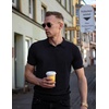 image:imageCOOFANDY Mens V Neck Short Sleeve Stretch Knit Polo ShirtBlack