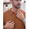 image:imageCOOFANDY Mens V Neck Short Sleeve Stretch Knit Polo ShirtCaramel