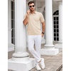 image:imageCOOFANDY Mens V Neck Short Sleeve Stretch Knit Polo ShirtChampagne