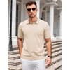 image:imageCOOFANDY Mens V Neck Short Sleeve Stretch Knit Polo ShirtChampagne