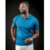 image:imageCOOFANDY Mens V Neck Short Sleeve Stretch Knit Polo ShirtDemin Blue