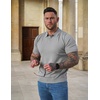 image:imageCOOFANDY Mens V Neck Short Sleeve Stretch Knit Polo ShirtGray