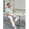 image:imageCOOFANDY Mens V Neck Short Sleeve Stretch Knit Polo ShirtIce Green