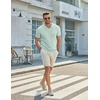 image:imageCOOFANDY Mens V Neck Short Sleeve Stretch Knit Polo ShirtIce Green