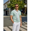 image:imageCOOFANDY Mens V Neck Short Sleeve Stretch Knit Polo ShirtIce Green