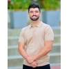 image:imageCOOFANDY Mens V Neck Short Sleeve Stretch Knit Polo ShirtKhaki