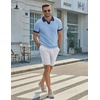 image:imageCOOFANDY Mens V Neck Short Sleeve Stretch Knit Polo ShirtLight Blue  Navy Blue